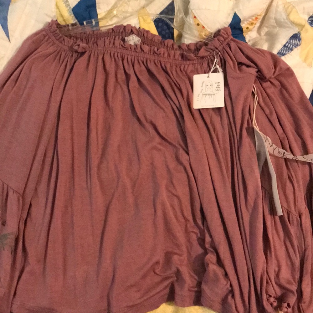 Off the shoulder purple ish pink top